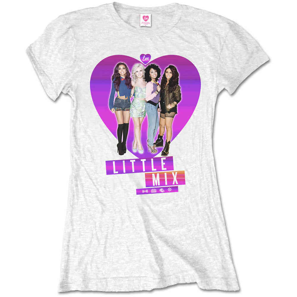 Little Mix - Gradient Heart Tshirt Femme - Blanc